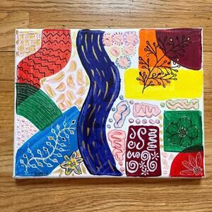 Hand painted acrylic original painting mixed media abstract